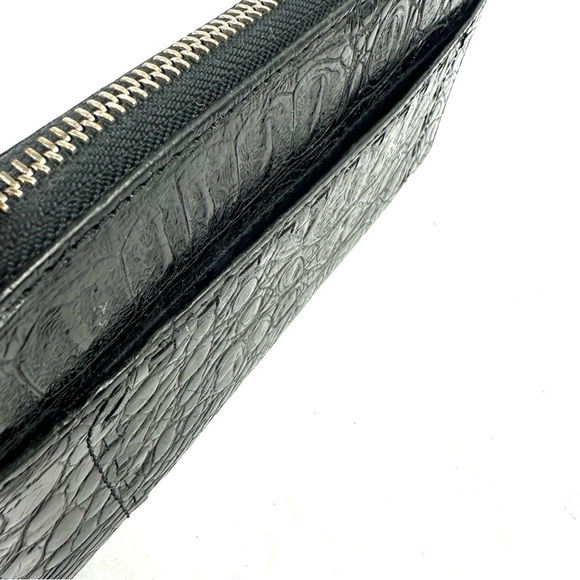 Brighton Wallet Black Croc Embossed Leather Organizer Clutch Wristlet - Picture 7 of 9